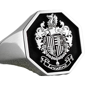 Anello con sigillo con <span class=keywords><strong>stemma</strong></span> quadrato 316l in acciaio inox Pvd 18k placcato oro gioielli famiglia <span class=keywords><strong>stemma</strong></span> anello personalizzato inciso araldica - Product Image 1