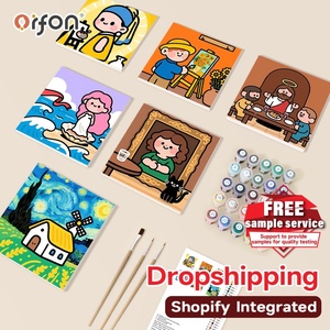 Kit de Peinture par Numéros Miniature Moderne en Lin Orfon Little Painter 6 Pièces, Peinture Acrylique Écologique DIY, Ensemble de Peinture OEM, Dropshipping Mondial - Product Image 1