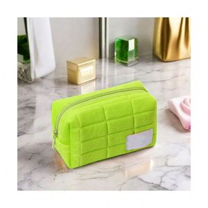 Bolsas de Maquillaje Cosméticas Personalizadas con Cierre, de Poliéster con Interior de Algodón, Diseño a Cuadros, Colores Pastel, Ideales para Viaje, con Bolsillo Interior para Regalo - Product Image 1