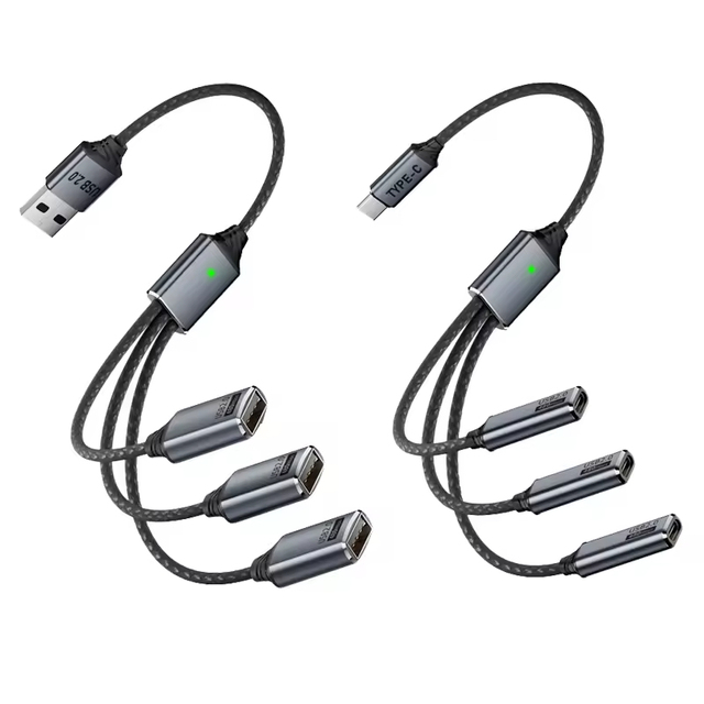 Multi-Function USB Hub Cable Type-C to 3-USB-A Enables Charging File Transfers and OTG Connections Across All Your Devices