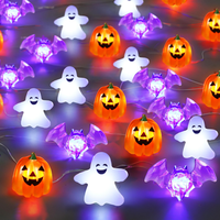 Guirlande lumineuse LED décorative pour Halloween, motifs chauve-souris et fantômes, pour intérieur et extérieur