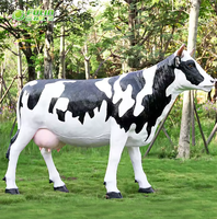 Patung Sapi Buatan Ukuran Asli dari Fiberglass Resin untuk Dekorasi Taman, Lanskap Luar Ruangan, Peternakan, atau Ornamen Taman