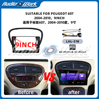 Cadre d'autoradio Android 9 pouces noir pour lecteur DVD de voiture PEUGEOT 607 (2004-2010)