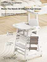 Chaise haute convertible pour bébé Vsuch, chaise haute réglable pour tout-petit avec roulettes, harnais de sécurité et plateau amovible