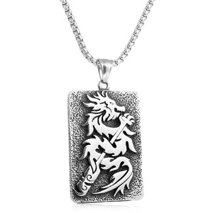 Collar con Colgante de Dragón de Acero Inoxidable, Diseño Animal Geométrico Unisex, Estilo Punk Retro 231068 - Product Image 3