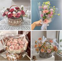 Emballage pour bouquet de roses OPP, papier d'emballage en plastique transparent imperméable pour cadeau avec impression de logo acceptée