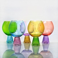 Lot de 5 verres à rayures verticales colorées, ronds, pour gobelets, idéal pour la vaisselle de fête et le bar à domicile