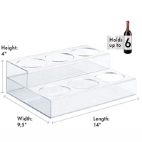 Vente directe d'usine acrylique transparent 6 bouteilles 2 niveaux comptoir bière stockage affichage Riser verre acrylique porte-bouteille de vin