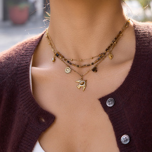 18K Gold Bird Pendant Necklace With Tiger Eye And Diamond Accents Everyday Wear Themed Animal Charm Jewelry - Product Image 3