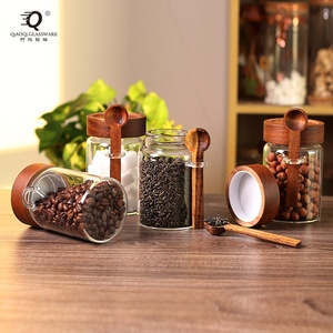 Frasco de Vidrio de 15oz con Tapa de Madera Acacus y Boca Roscada, con Cuchara, para Almacenamiento de Azúcar y Sal, Tarro Sellado de Vidrio para Aperitivos - Product Image 3