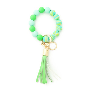 Thời Trang Phụ Nữ Dây Đeo Cổ Tay Đầy Màu Sắc <span class=keywords><strong>Silicone</strong></span> Bead Vòng Đeo Tay <span class=keywords><strong>Keychain</strong></span> Tassel <span class=keywords><strong>Keychain</strong></span> Chống-Mất Bangle Vòng Tay <span class=keywords><strong>Keychain</strong></span> - Product Image 1