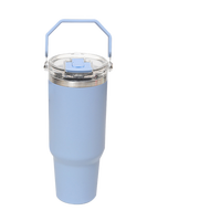 Mug isotherme en acier inoxydable couleur néon 30 oz, gobelet vierge pour sublimation avec paille rabattable