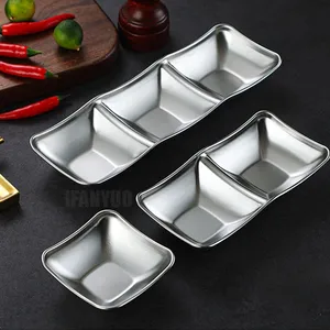 Assiette <span class=keywords><strong>de</strong></span> service multi-compartiments en acier inoxydable pour sauces, assaisonnements, soja et vinaigre, idéale pour hot pot, barbecue et service <span class=keywords><strong>de</strong></span> <span class=keywords><strong>table</strong></span> en cuisine - Product Image 4