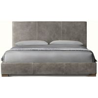 Chinesisches Leder-Kunstbett Italienisches Minimalistisches Design Massivholzrahmen Leder-Nahtarbeit Gepolstertes Weiches Bett Leichter Luxus Modern