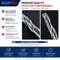 Fraise à queue en carbure AlTiN Bartu à 4 cannelures pour usinage de moules et matrices, outils de fraisage sur mesure pour alliages de titane aérospatiaux