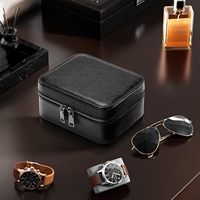 Étui de rangement en cuir PU pour montres, boutons de manchette et accessoires, sac de transport zippé pour homme