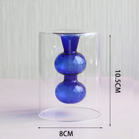Vase en verre coloré simple moderne nordique créatif double couche vase transparent restaurant décoration de bureau