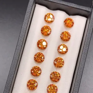 Fabrik Großhandel Pass Diamond Tester VVS Ice Out Moissan ite Round Drilliant Cut Orange Farbe Loose Moissan ite Fine Jewelry