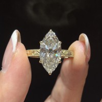 Bague de fiançailles en or 10k 14k 18k avec diamant CVD de 1ct 2ct 3ct 4ct taille marquise, sertie de filigrane vintage, diamant de laboratoire IGI