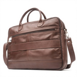 ELYSIAN INDUSTRIES Unisex Genuine Leather Tactical Sports Briefcase Professional Solid Brown Zipper Closure Adjustable Strap - Product Image 2
