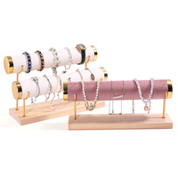 Présentoir en bois doré pour bracelets et montres, support de rangement pour bracelets et montres, vente en gros usine JUNSEN