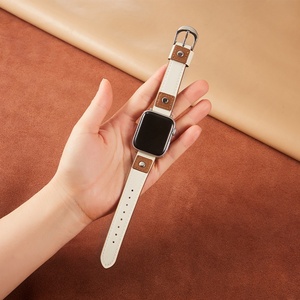 Bracelet en cuir véritable personnalisé Upro pour Apple Watch Series 11 10, bracelet vintage effilé pour iWatch 38-46 mm, boucle patchwork - Product Image 2