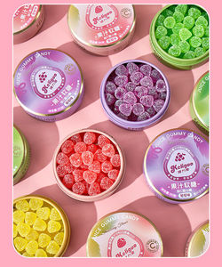 Bonbons gélifiés fruités à la vitamine C, emballage en boîte métallique, bonbons acidulés et moelleux, collation portable à emporter - Product Image 5