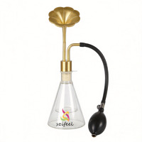 Flacon de parfum testeur en verre doré pour huiles essentielles, café et arômes, avec pompe en aluminium