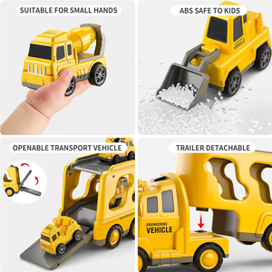 <span class=keywords><strong>Camion</strong></span> de construction jouets voitures pour tout-petits Friction puissance véhicule porte-jouet transport camions voiture ensemble âge 3-9 garçons et filles - Product Image 5