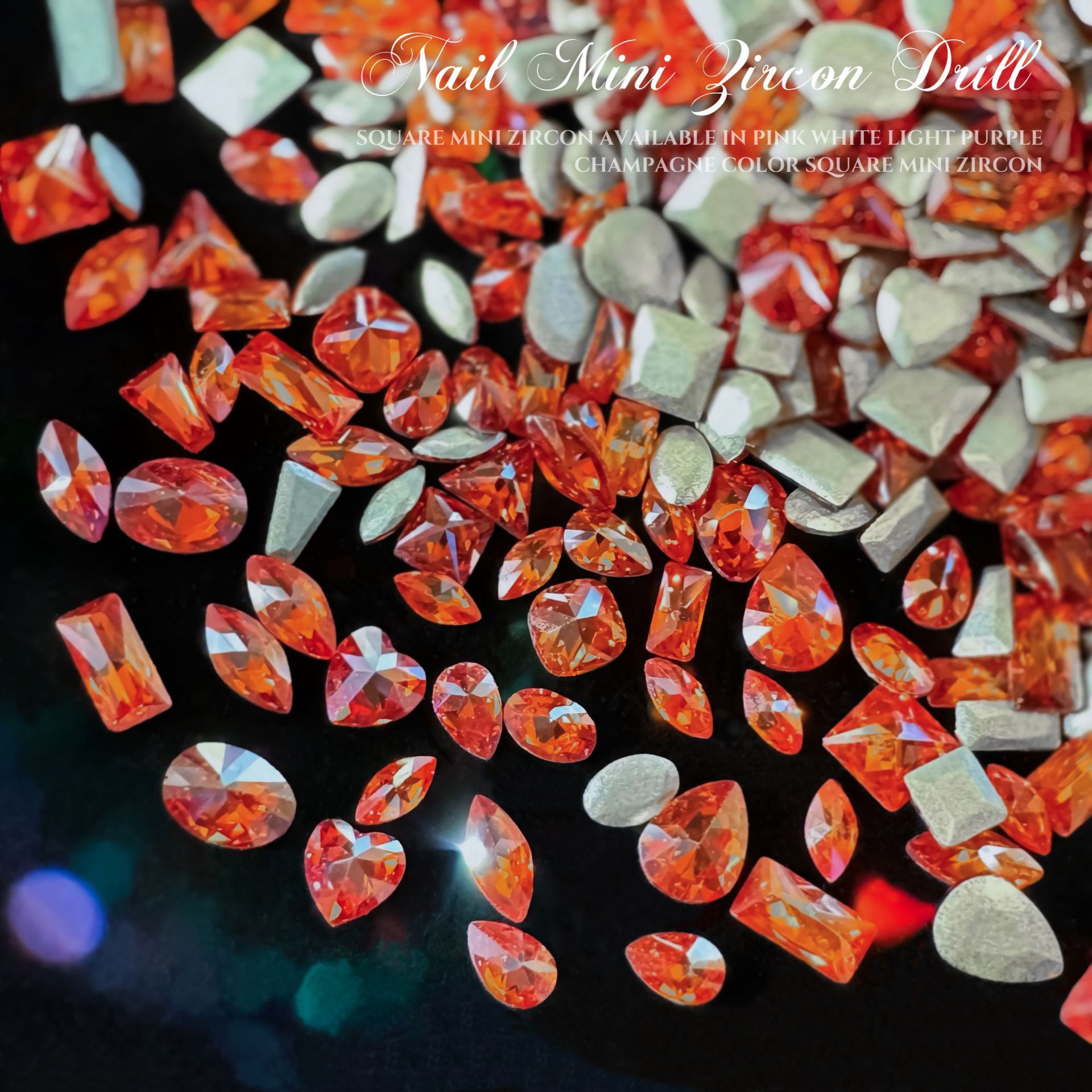 Aambra rosso-nail art 5a fondo piatto mini zircone mix