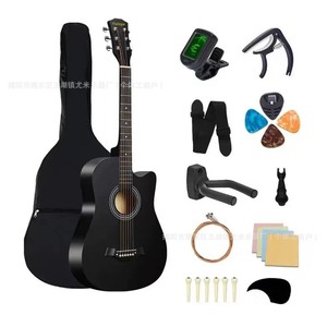 Juego de guitarra acústica Tietope de 38 pulgadas con estuche, afinador, capo, púas y cuerdas para principiantes - Product Image 1