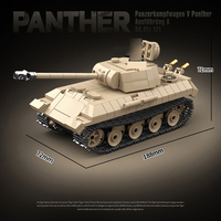 Modèle de char Panther en briques de plastique, ensemble de blocs de construction éducatifs DIY pour enfants