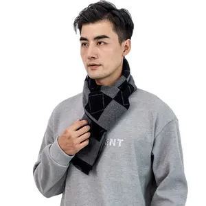 High Quality Bufandas De La Moda Winter Warm Sjaals Rhomboid Pattern Wool Luxury Plaid Men Scarf