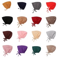 Hijab carré uni en viscose pour femme avec cordon de serrage extensible - Toutes saisons