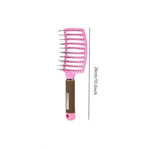 Cepillo de pelo curvo con ventilación para venta al por mayor de fábrica, cepillo de pelo de nailon con cerdas rizadas, peine desenredante y de masaje para cabello húmedo y seco - Product Image 2