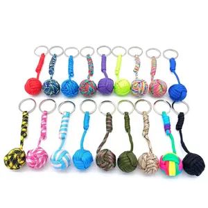 K009 Woven Rope Ball Keychain Lanyard Key Ring Key Chains Outdoors Survival Tool Jewelry