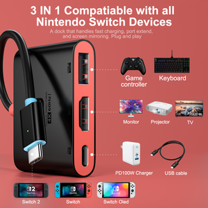 Ut-đoàn kết Mới 3 trong 1 <span class=keywords><strong>USB</strong></span> C HUB để HDTV 4K đầu ra <span class=keywords><strong>USB</strong></span> 3.0 PD Sạc 100W Loại C Adapter cho switch2 OLED 5Gbps chức năng dữ liệu - Product Image 3