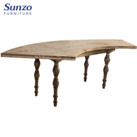 Table de jardin rustique en bois courbé en forme de S, style ferme, pour pique-nique, repas, banquets, mariages et événements