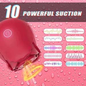 Vibratore a Forma di Rosa in Silicone Impermeabile per Donna, Stimolatore Clitorideo e del Seno con Funzione di Suzione - Product Image 2
