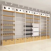 Étagères de supermarché double face personnalisées, présentoir en bois avec différentes tailles, construction métallique pour un empilage efficace