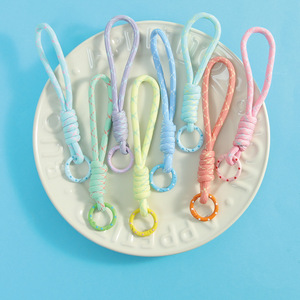 Wholesale Creative Woven Rope Keychain Candy Color Mobile Phone Lanyard Wrist Strap Car Key Ring Anti Lost Rope Keychain