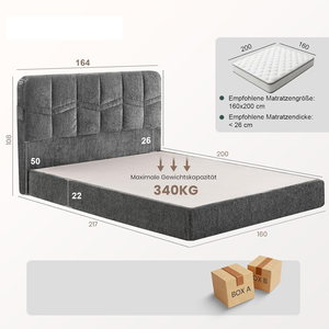 <span class=keywords><strong>Lit</strong></span> plateforme moderne en métal avec housse en tissu amovible, cadre <span class=keywords><strong>de</strong></span> <span class=keywords><strong>lit</strong></span> rembourré intelligent pour la vente en ligne et les projets hôteliers. - Product Image 5