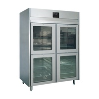 Congélateur vertical professionnel pour légumes en acier inoxydable 304, 2 portes vitrées, contrôle numérique de la température, automatique