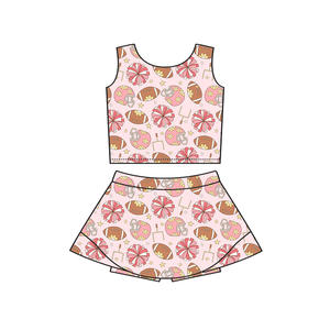 Vestido de Verano Personalizado GSD3833 para Bebé Niña, Diseño de Béisbol Rojo sin Mangas, Vestido de Yoga al por Mayor - Product Image 5