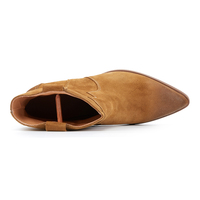 Sepatu bot Ankle Slip on belakang wanita, sepatu bot tumit rendah setengah betis kualitas tinggi buatan tangan elegan