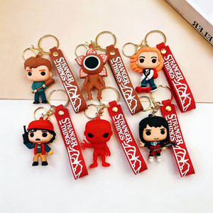 Llaveros de <span class=keywords><strong>Stranger</strong></span> <span class=keywords><strong>Things</strong></span>, Figuras de Acción 3D de PVC de Eleven/<span class=keywords><strong>Dustin</strong></span>/Demogorgon, Llaveros con Personajes de Dibujos Animados, Colgante para Bolsa - Product Image 1
