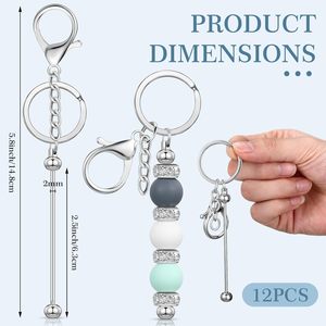 Pcs Beadable Keychains Bars Bulk Blank <b>Beaded</b> Metal Keychain For Craft DIY Gift - Product Image 2