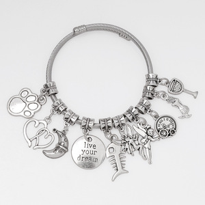 Cuentas de aleación con agujero grande, dijes de color plata antigua, cuentas espaciadoras vintage para la fabricación de joyas DIY, pulseras y collares - Product Image 5
