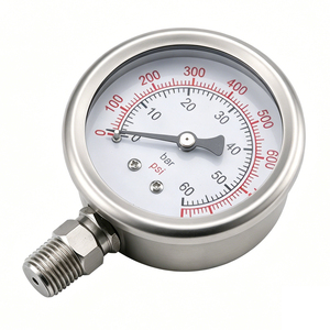 Manomètre à Glycérine en Acier Inoxydable ZX-1-2, 1/4"NPT, Antichoc, Double Échelle PSI Bar pour Usage Industriel - Product Image 1