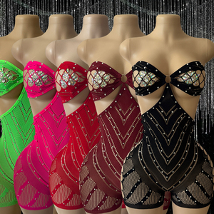Conjunto de Ropa Sexy con Cuello Halter y Diamantes, para Fiesta de Carnaval, Ropa de Bailarina Exótica, Atuendo de Stripper, Ropa de Actuación - Product Image 2